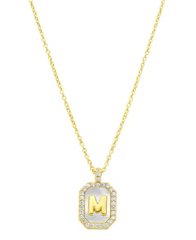 Adornia 14k Gold-plated White Mother-of-pearl Initial Tablet Necklace In White- M