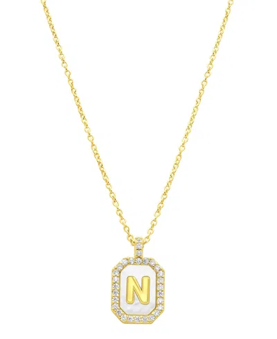 Adornia 14k Gold-plated White Mother-of-pearl Initial Tablet Necklace In White- N