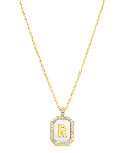 Adornia 14k Gold-plated White Mother-of-pearl Initial Tablet Necklace In White- R