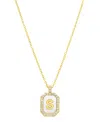 Adornia 14k Gold-plated White Mother-of-pearl Initial Tablet Necklace In White- S