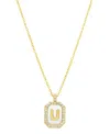 ADORNIA 14K GOLD-PLATED WHITE MOTHER-OF-PEARL INITIAL TABLET NECKLACE