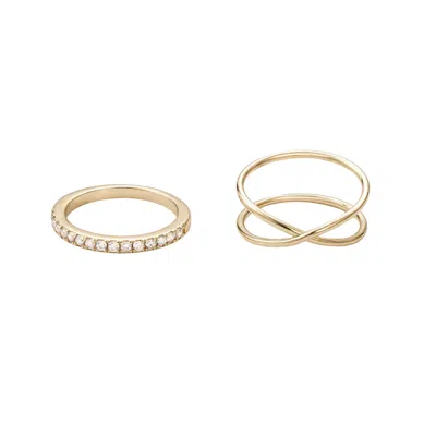 Adornia 14k Gold Plated X And Eternity Ring Set