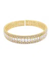 Adornia 14k Gold-tone Plated Baguette Crystal Stretch Cuff In Yellow