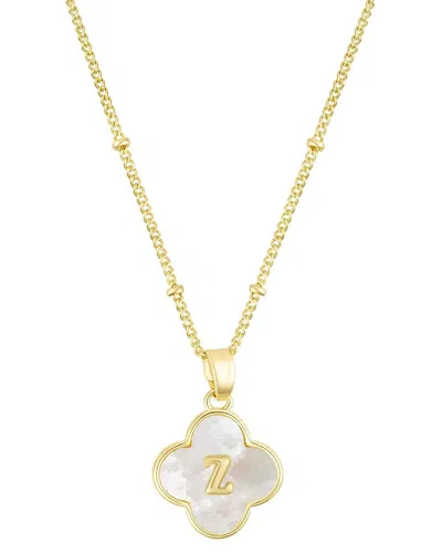 ADORNIA ADORNIA 14K MOTHER-OF-PEARL INITIAL CLOVER NECKLACE