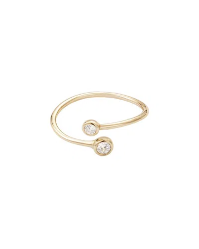 ADORNIA ADORNIA 14K OVER SILVER CRYSTAL ADJUSTABLE CRYSTAL OVERLAPPING SMALL RING