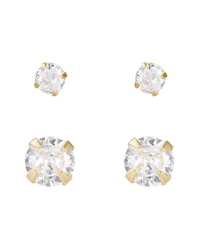 Adornia 14k Over Silver Crystal Solitaire Stud Earrings Set In Gold