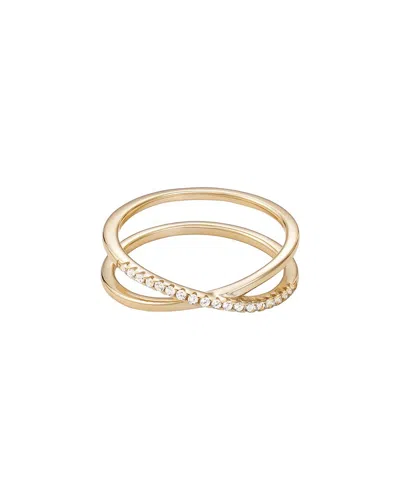 Adornia 14k Over Silver Cz Crossed Half Eternity Band Ring In Gold