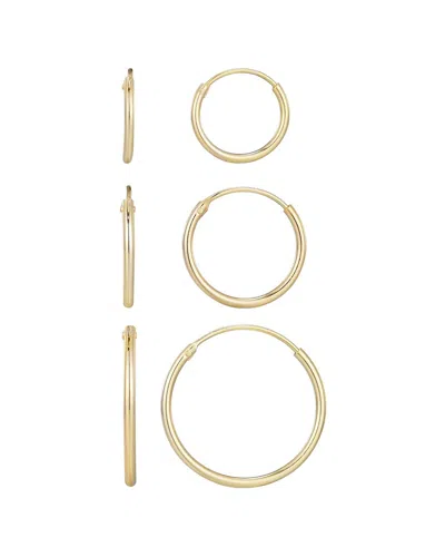 Adornia 14k Over Silver Set Of 3 Endless Hoop Earrings In Gold