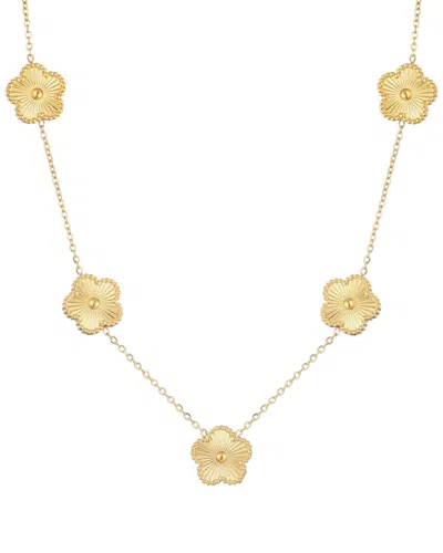Adornia 14k Plated 5-leaf Clover Station Necklace In Gold