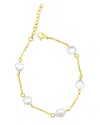 Adornia Tarnish Resistant 14k Gold Plated Adjustable Station Freshwater Pearl Bracelet