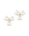 Adornia 14k Gold Plated 3-point Freshwater Pearl Flower With Cz Earrings