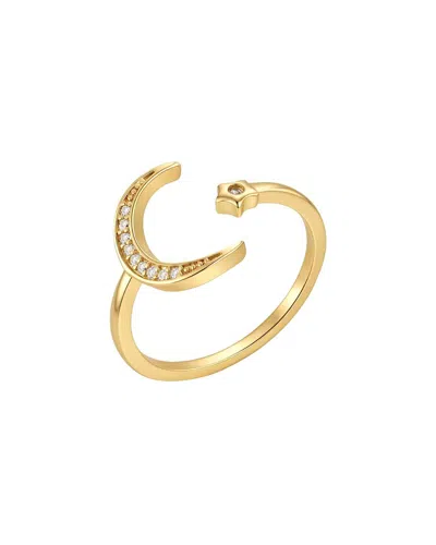 Adornia 14k Plated Adjustable Moon Star Ring In Gold