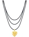 Adornia Gold Adjustable Puffy Heart With Black Chord Bolo Necklace