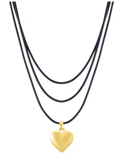 ADORNIA ADORNIA 14K PLATED ADJUSTABLE PUFFY HEART NECKLACE