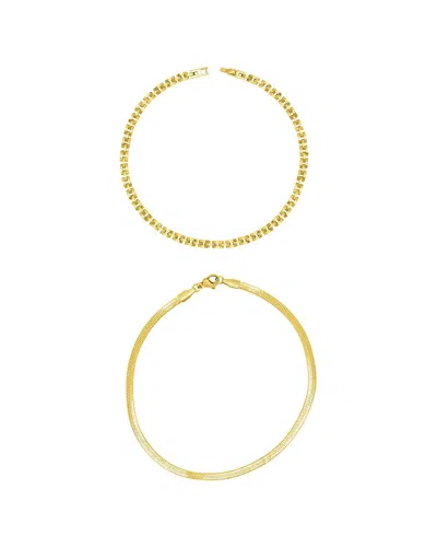Adornia Gold Watch Band And Herringbone Anklet Set