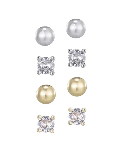 Adornia Gold Silver Cubic Zirconia Ball Solitaire Stud Set In Metallic
