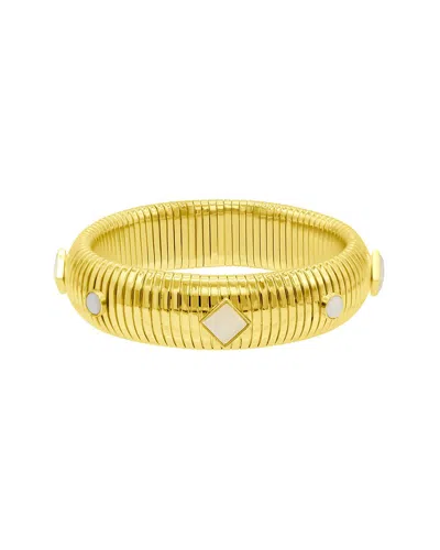 Adornia 14k Gold-plated Tall Omega Bracelet With Color Stone In White