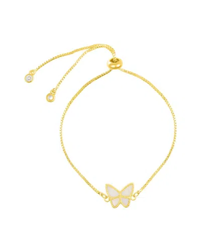 Adornia 14k Gold Plated White Butterfly Bolo Bracelet