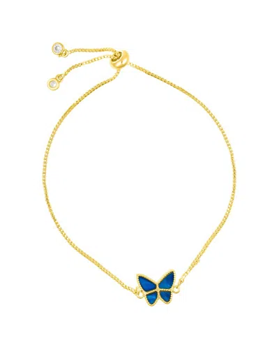 Adornia 14k Gold Plated Blue Butterfly Bolo Bracelet