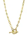 Adornia 14k Gold Plated Crystal Clover Paper Clip Chain Toggle Necklace
