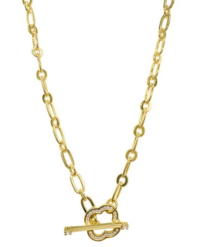 ADORNIA ADORNIA 14K PLATED CRYSTAL CLOVER PAPERCLIP CHAIN NECKLACE