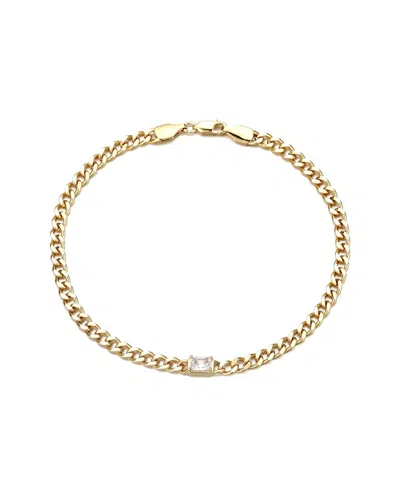 Adornia 14k Plated Crystal Curb Chain Anklet In Gold