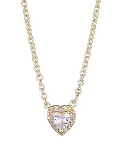 Adornia 14k Plated Crystal Cz Halo Heart Necklace In Gold