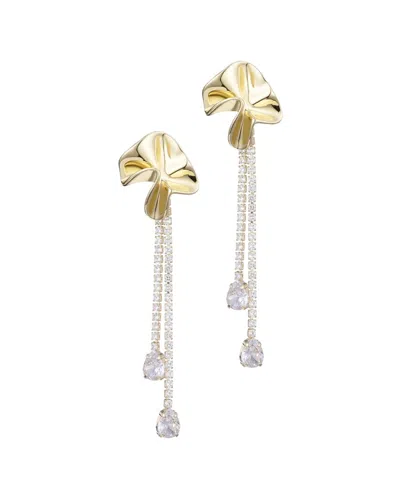 Adornia 14k Plated Crystal Flower Crystal Tennis Drop Earrings In Gold