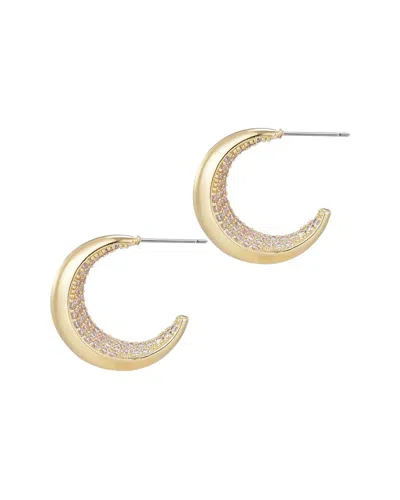 Adornia 14k Plated Crystal Lined Hoop Earrings In Gold