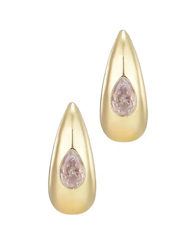 Adornia 14k Plated Crystal Pear Crystal Stone Teardrop Stud Earrings In Gold