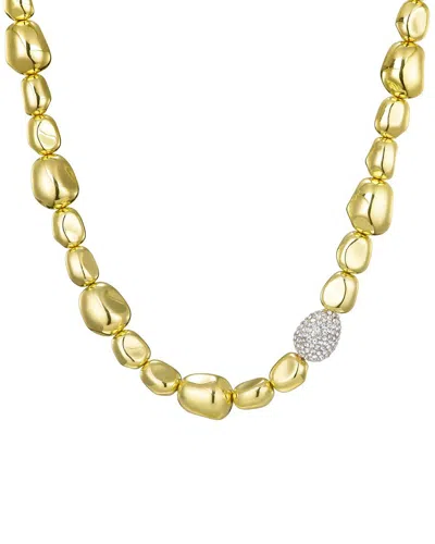 Adornia 14k Plated Crystal Pebbled With Crystal Centerpiece Necklace In Gold