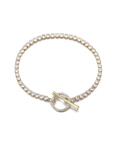 Adornia 14k Plated Crystal Toggle Tennis Bracelet In Gold