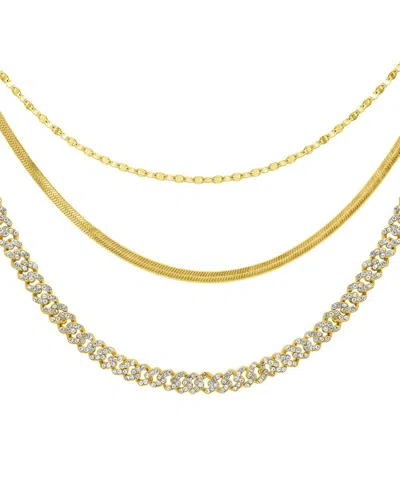 Adornia 14k Plated Curb Chain Necklace Set In Transparent