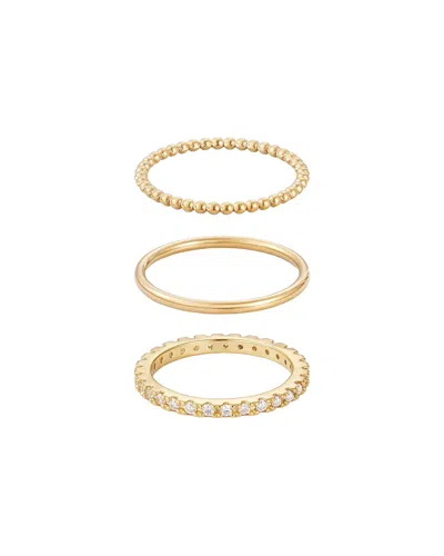 Adornia 14k Plated Cz 3-band Eternity Band Set In Gold