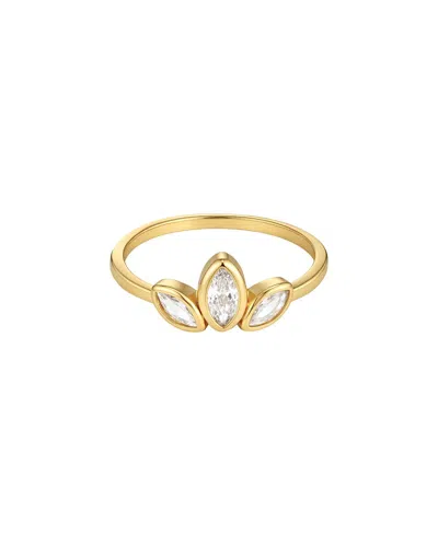 Adornia 14k Plated Cz 3-deco Petals Ring