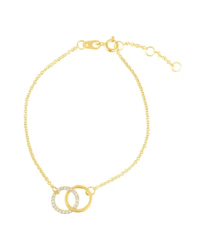 Adornia 14k Gold Plated Adjustable Pave Cz Rings Bracelet