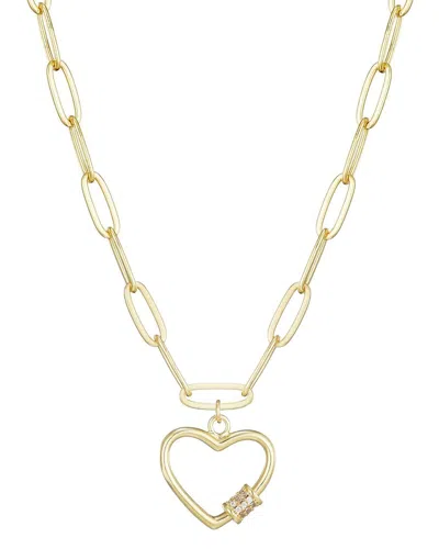 Adornia Cubic Zirconia Carabiner Heart Pendant Necklace In Gold