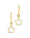 Adornia 14k Yellow Gold Plated White Cz Clover Earrings