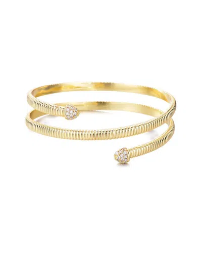 Adornia 14k Plated Cz Crystal Wrap Cuff Bracelet In Gold