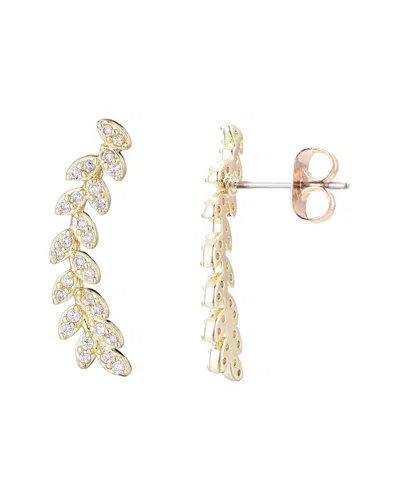 ADORNIA ADORNIA 14K PLATED CZ CURVED LEAF DROP EARRINGS