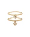 Adornia Gold Cubic Zirconia Dangling Heart And Clover Ring Set In Gold