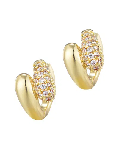 Adornia 14k Plated Cz Double Band Hoop Huggie Earrings In Gold