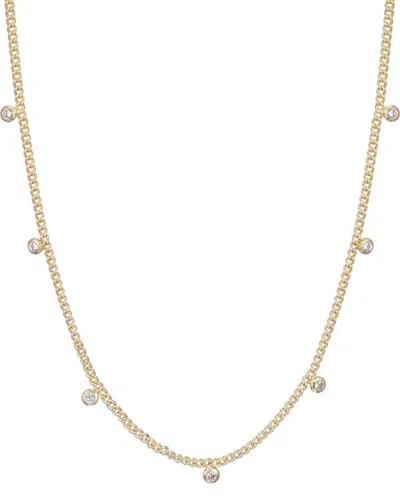 Adornia 14k Plated Cz Droplet Curb Chain Necklace In Gold