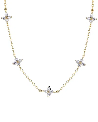 Adornia 14k Plated Cz Flower Station Necklace In Gold