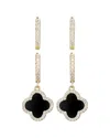 Adornia 14k Plated Cz Halo Clover Huggie Earrings Set In Gold
