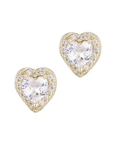 Adornia 14k Plated Cz Heart Halo Stud Earrings In Gold