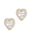 Adornia 14k Plated Cz Heart Halo Stud Earrings