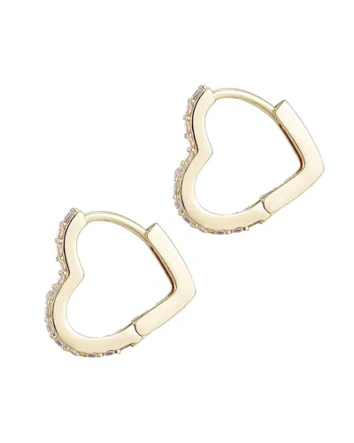 ADORNIA ADORNIA 14K PLATED CZ HEART HOOP EARRINGS