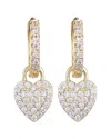 Adornia Cubic Zirconia Heart Drop Huggie Hoop Earrings In Gold