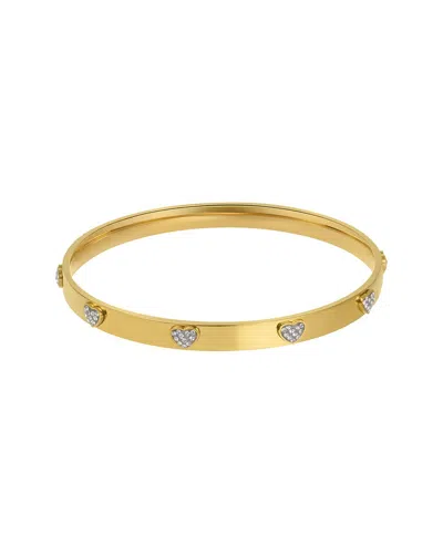 ADORNIA ADORNIA 14K PLATED CZ HEART STACKING BANGLE BRACELET
